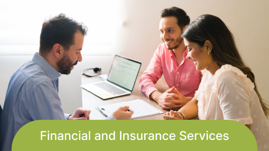 Professionals analyzing data and investments in a financial services environment
